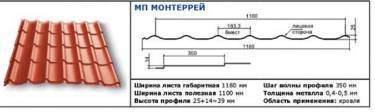 Металлочерепица "Монтерей", м2